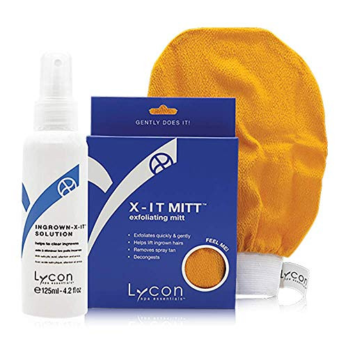 Ingrown-X-It Post Waxing Care Kit - Ingrown Hair Remover Treatment - Includes 125ml Ingrown Hair Solution and Exfoliating Mitt - Ingrown Hair and Razor Bump Treatment