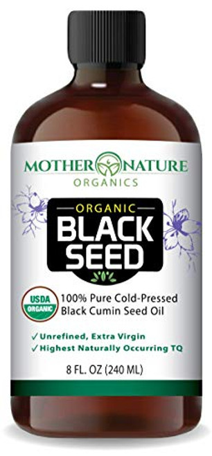 100  USDA Organic Certified Premium Black Cumin Seed Oil   Glass Bottle   Darkest   Highest TQ Content 1-08    Nigella Sativa   Undiluted   Cold Pressed   Certified Vegan   Non-GMO 8oz