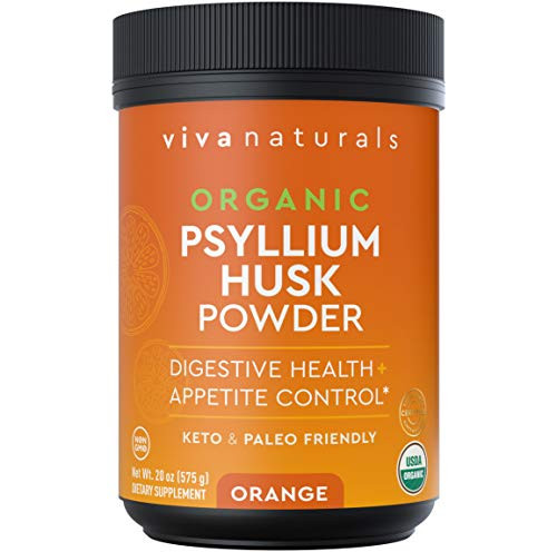 Organic Psyllium Husk Powder Orange - Finely Ground Psyllium Fiber Powder for Easy Mixing  Everyday Psyllium Fiber Support  Digestion and Colon Health  20 oz 575g