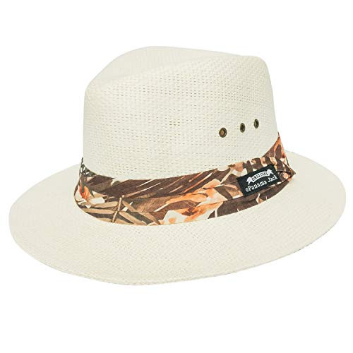 Panama Jack Men s Matte Toyo Safari Hat Large  Brown Tropical Ivory