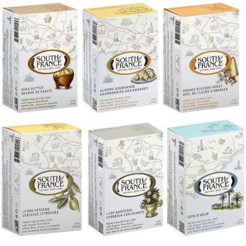 South Of France Bar Soap - 6 Fragrance Variety Bundle  6 Ounce Bars in Healthiest Bars Box