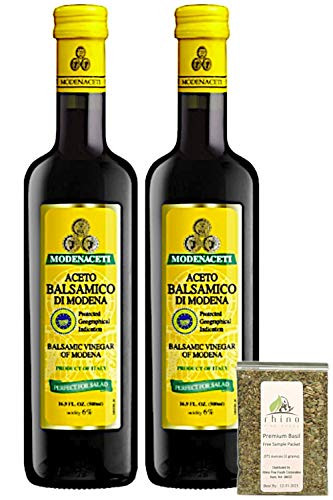 Modenaceti  Balsamic Vinegar of Modena  Italy Non-GMO  16-9 Fl Oz Pack of 2  FREE Rhino Fine Foods  Premium Basil  Sample Packet  -071 oz