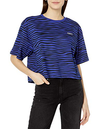 Obey Women s Short Sleeve Cropped Box fit tee  Cobalt Multi  Small