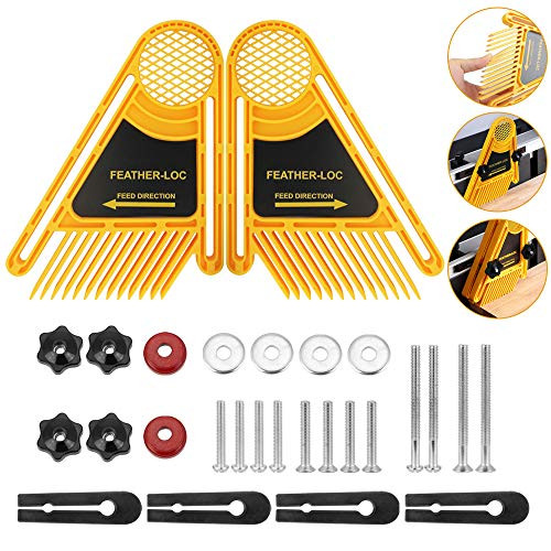 BUZIFU 2 Pack Featherboard Double Feather Loc Board Adjustable Woodworking Featherboard Multi-purpose Feather Board Set for Table Saws Band Saws Fences Tools Gauge Miter Slot Woodworking Tools  1 Pair