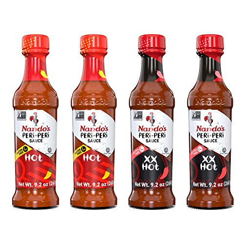 Nando s PERi PERi Spicy Hot Sauce Variety Pack - Extra Extra and Hot Sauce - 9-1oz Bottle  4PK