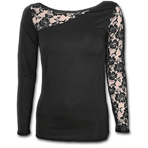 Spiral - Womens - Gothic Elegance - Lace One Shoulder Top Black - XXL
