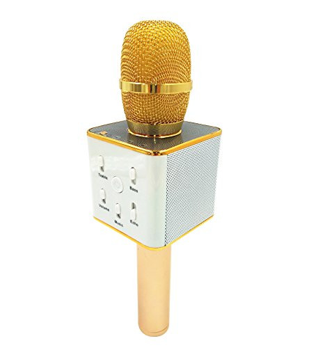 Garsen Portable Bluetooth Wireless Wired Karaoke Singing Android-iOS Compatible Microphone Speaker Gold