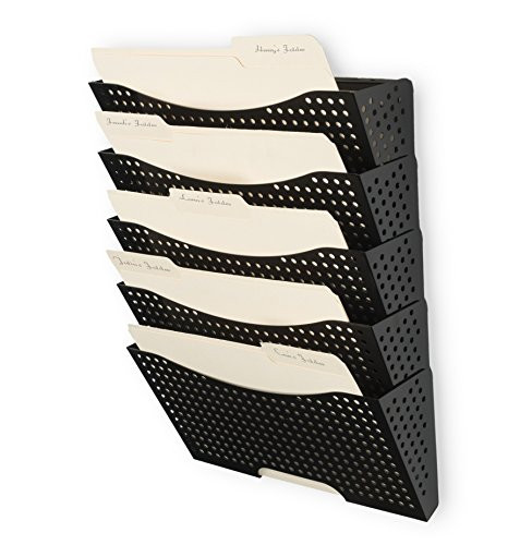 Wallniture Lisbon Hanging Metal Wall File Holder - Letter Size Organizer Modern Modular Design Storage Folders Durable Construction (5 Pack)