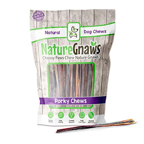 Nature Gnaws Extra Thin Pork Bully Sticks for Dogs - Premium Natural Bones - Long Lasting Dog Chew Treats for Small Dogs   Puppies - Rawhide Free