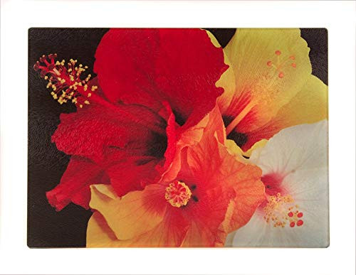 Glass Cutting Board Hibiscus Bunch 15-25  x 11-25