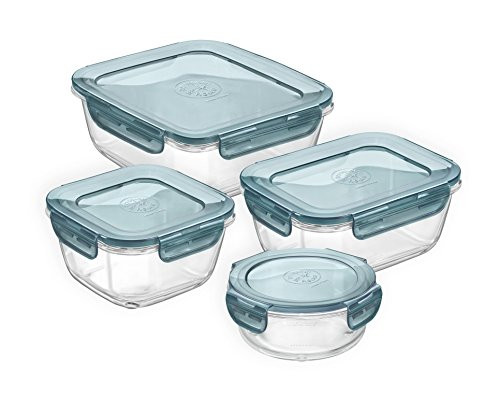 Bormioli Rocco Evolution Food Container, 8-Piece Set, Gray