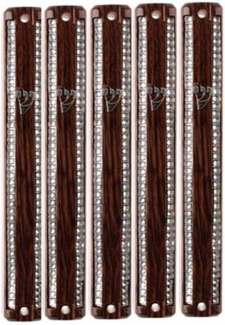 ART MEZUZAH CASE Holder shidell Plastic with Stones Silver shin 5-3-4 INCH for 12 cm Scroll ????? Rubber Cork lot of 5 Brown  12
