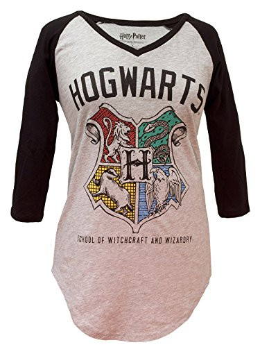 Harry Potter Hogwarts Crest V-Neck Raglan Small