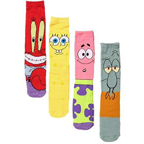 SpongeBob SquarePants Patrick Squidward Mr- Krabs Crew Socks 4-Pack Box SpongeBob SquarePants Patrick Squidward Mr- Krabs Crew Socks 4-Pack Box