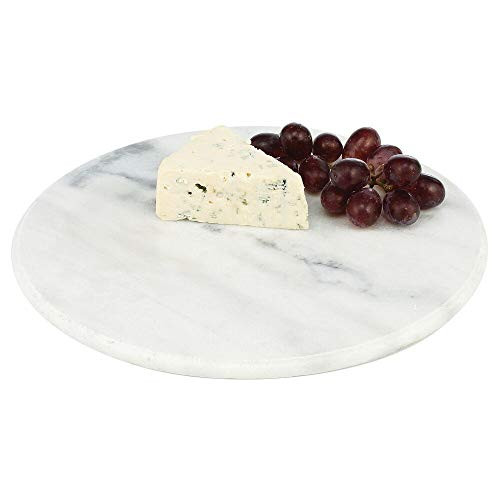 mDesign Serving Board  Round Cheese Board for Serving in Kitchens  Living Rooms and More  Marble Serving Plate for Cakes  Pastries  Cheeses and Snacks  Marble Grey