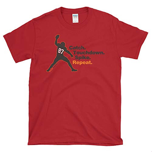 Tampa Bay Football Fans- Catch- Touchdown- Spike- Repeat- Red T-Shirt Sm-5X Soft Style Short Sleeve  2XL