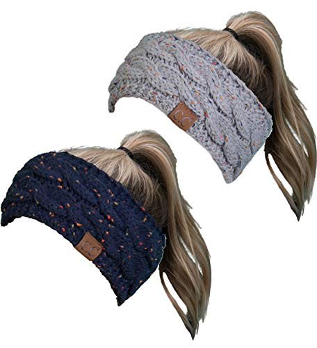 HW-6033-2-3176 Headwrap Bundle - Confetti Navy   Confetti Dove Grey 2 Pack