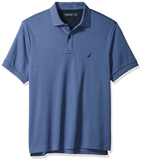 Nautica Men s Classic Fit Short Sleeve Solid Soft Polo Shirt  Blue Indigo Solid  X-Large