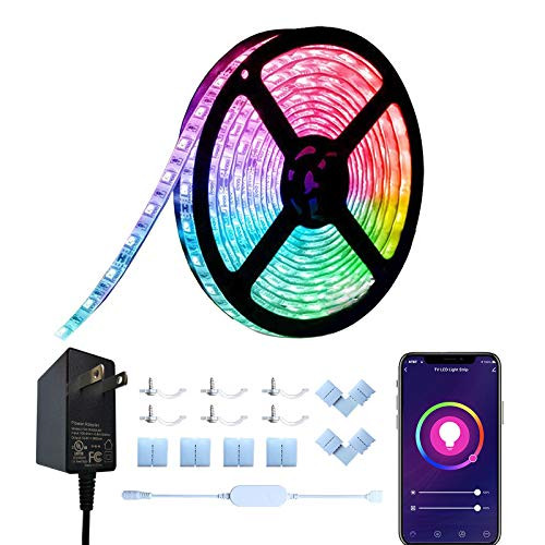 Wi-Fi LED Strip Lights Works with Alexa Google Home  16-4ft 300 LEDs Smart Light Strip with APP and Remote Control  Upgraded Music Sync RGB Color Changing Waterproof for Bedroom  Room  Kitchen  Party