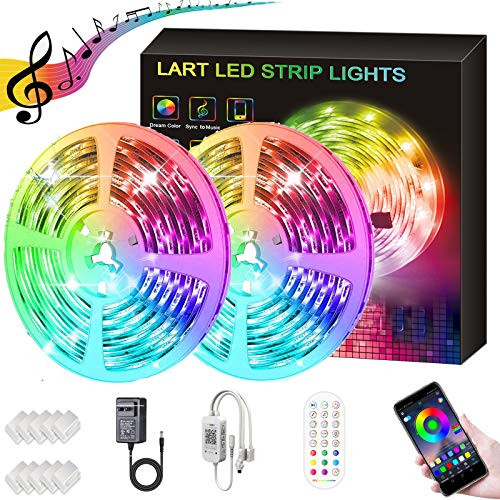 50FT LED Strip Lights  LART RGB Light Strips Bluetooth Control Music Sync Color Changing LED Strip Light Kits  Smart LED Lights for Bedroom Home Party DecorationAPPRemote3 Button Control