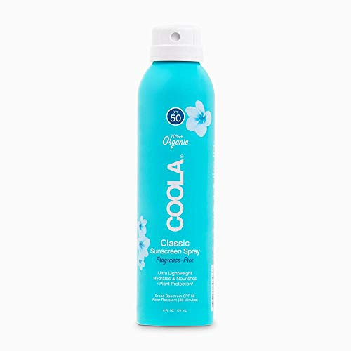 COOLA Classic Sunscreen   Sunblock Spray  Skin Care for Daily Protection  Broad Spectrum SPF 50  Reef Safe  Fragrance Free  6 Fl Oz