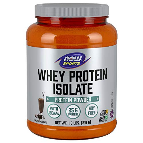 NOW Sports Nutrition  Whey Protein Isolate  25 G With BCAAs  Creamy Chocolate Powder  1-8-Pound