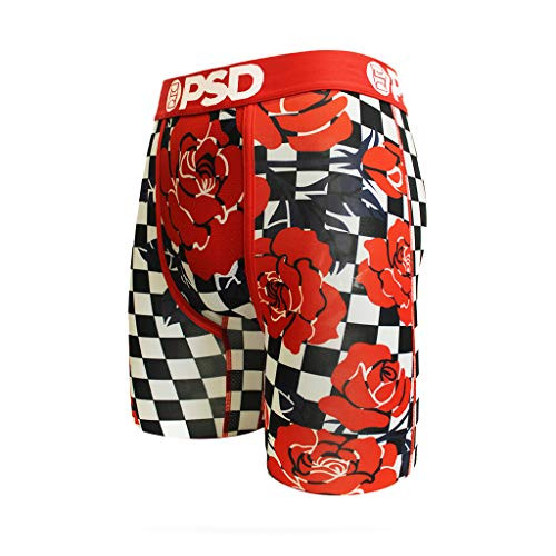 PSD Men s Brief Underwear Bottom Red-Red Roses with Checkers  XL