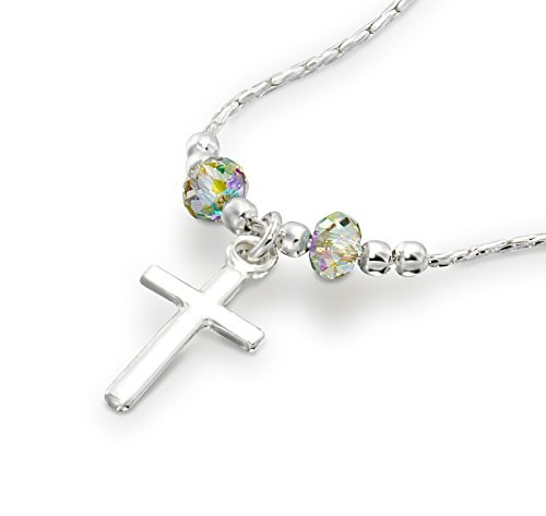 Stera Jewelry Girls 925 Silver Cross Pendant Necklace Made with Paradise Shine Swarovski Crystals Stera Jewelry Girls 925 Silver Cross Pendant Necklace Made with Paradise Shine Swarovski Crystals