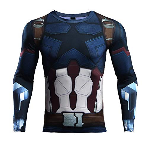 Captain America Men s Compression Shirt 3D Print T-Shirt Medium  Infinity War