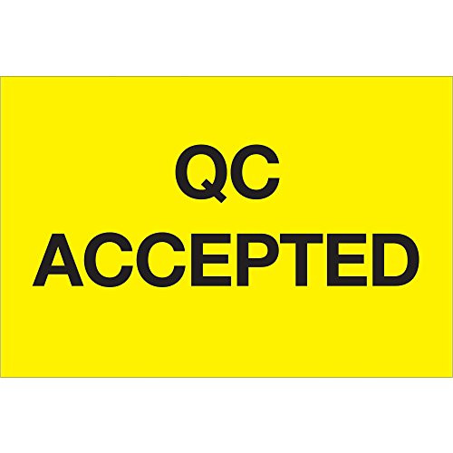 Tape Logic Labels  QC Accepted   2  x 3   Fluorescent Yellow  500-Roll