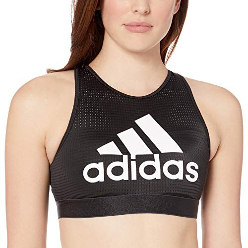 adidas Women s Halter 2-0 Logo Bra  Black-White  XX-Small