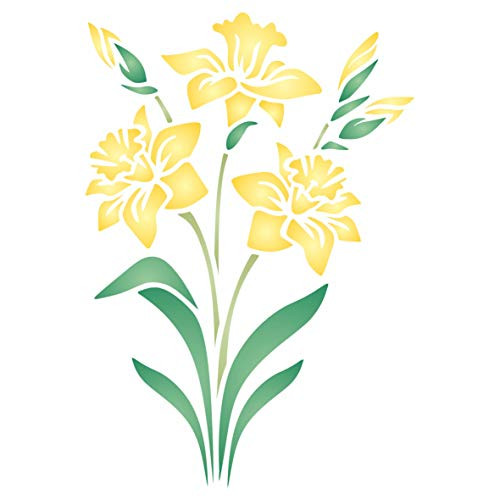 Daffodil Stencil  8 x 11-5 inch L - Spring Flower Floral Perennial Stencils for Painting Template