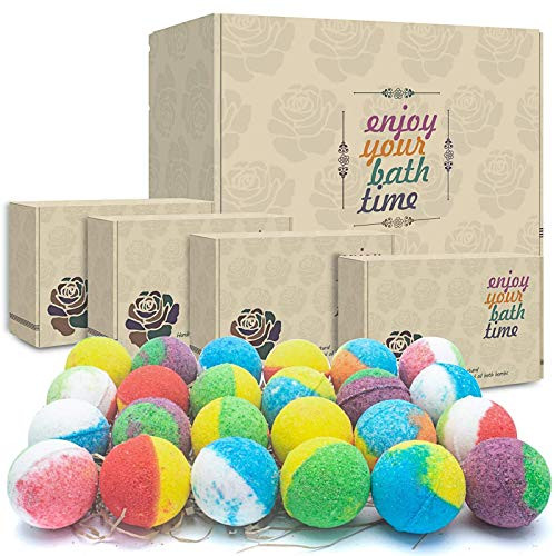 24 Organic Natural Bath Bombs Handmade Bubble Bath Bomb Gift Set Rich in Essential Oil Shea Butter Coconut Oil Grape Seed Oil Fizzy Spa to Moisturize Dry Skin Perfect Gift idea for Women 24 Organic Natural Bath Bombs Handmade Bubble Bath Bomb Gift Set Rich in Essential Oil Shea Butter Coconut Oil Grape Seed Oil Fizzy Spa to Moisturize Dry Skin Perfect Gift idea for Women
