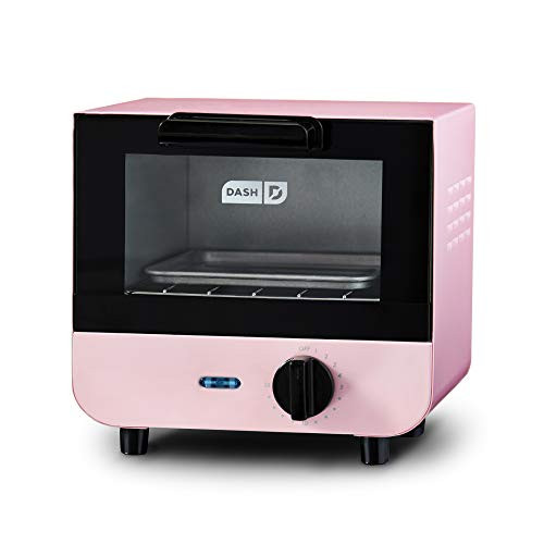 DASH DMTO100GBPK04 Mini Toaster Oven Cooker for Bread, Bagels, Cookies, Pizza, Paninis & More with Baking Tray, Rack + Auto Shut Off Feature Pink