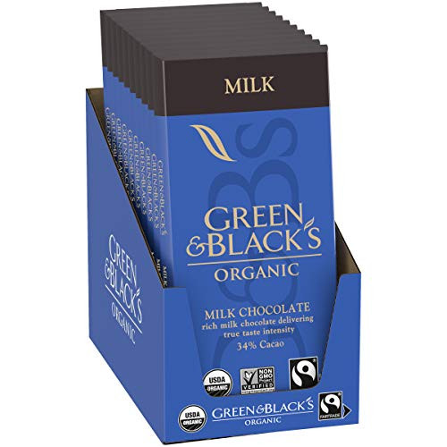 GREEN BLACKS Organic Milk Chocolate Bar 34 Cacao 10 -- 3-17 oz Bars GREEN BLACKS Organic Milk Chocolate Bar 34 Cacao 10 -- 3-17 oz Bars