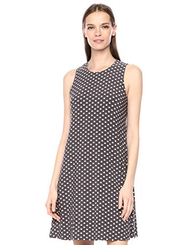 Anne Klein Women s Sleeveless U-Neck Swing Dress  Nantucket Grey-Anne White Combo  XXS