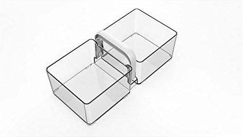 Ybmhome Condiment Organizer Bin with Handle Storage Basket Silverware Cutlery Flatware Caddy Utensil for Kitchen Pantry, Dining Table Cabinet, Countertops Clear 2127 (1, Divided Condiment Caddy)
