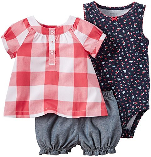 Carter s Baby Girls  3 Piece Diaper Cover Set 121g385  Red Gingham  6 Months