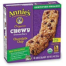 Annie s Organic Chewy Granola Bars  Chocolate Chip  -98 oz  6 Count  4 Pack