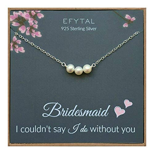 EFYTAL Bridesmaid Gifts 925 Sterling Silver Cultured Freshwater Pearl Necklace for Bridesmaids Bridesmaid Proposal Gift Pendant Jewelry for Women EFYTAL Bridesmaid Gifts 925 Sterling Silver Cultured Freshwater Pearl Necklace for Bridesmaids Bridesmaid Proposal Gift Pendant Jewelry for Women
