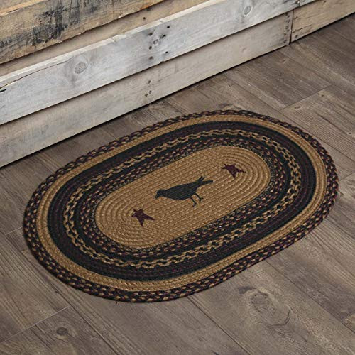 VHC Brands 37901 Primitive Flooring-Heritage Farms Tan Crow Oval Jute Rug 1 8 x 2 6 Mustard Yellow VHC Brands 37901 Primitive Flooring-Heritage Farms Tan Crow Oval Jute Rug 1 8 x 2 6 Mustard Yellow