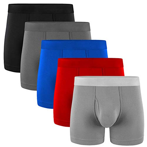 5Mayi Mens Boxer Briefs Cotton Mens Underwear Boxer Briefs Pack of 5 With Open Fly L
