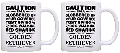 Dog Gifts for Dog Lovers Crazy Golden Retriever Lady Rescue 2 Pack Gift Coffee Mugs Tea Cups White