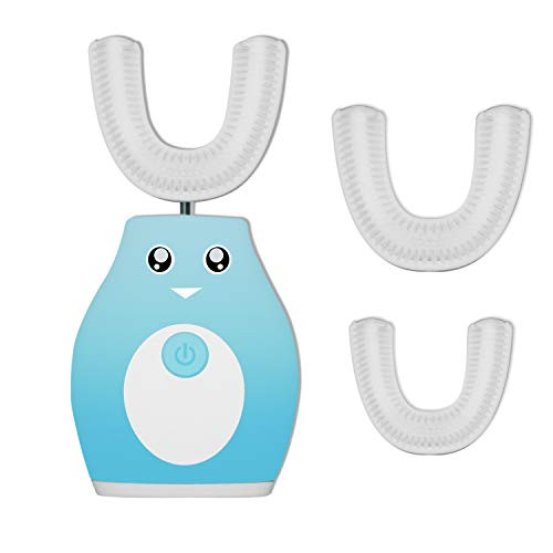 Kids Ultrasonic Automatic Toothbrush 360° Autobrush for Toddlers Children with 2 Brush Heads U-Shaped Auto Brush Strong Vibration Electric Toothbrush for 2-12 Years Old Boys Girls Blue Kids Ultrasonic Automatic Toothbrush 360° Autobrush for Toddlers Children with 2 Brush Heads U-Shaped Auto Brush Strong Vibration Electric Toothbrush for 2-12 Years Old Boys Girls Blue
