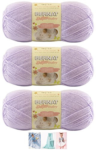 Bernat Softee Baby Acrylic Yarn 3 Pack Bundle Includes 3 Patterns DK Light Worsted  3 Soft Lilac