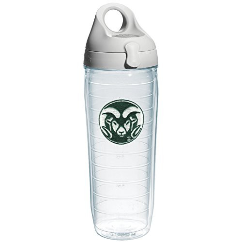 Tervis Colorado State University Emblem Individual Water Bottle with Gray lid  24 oz  Clear