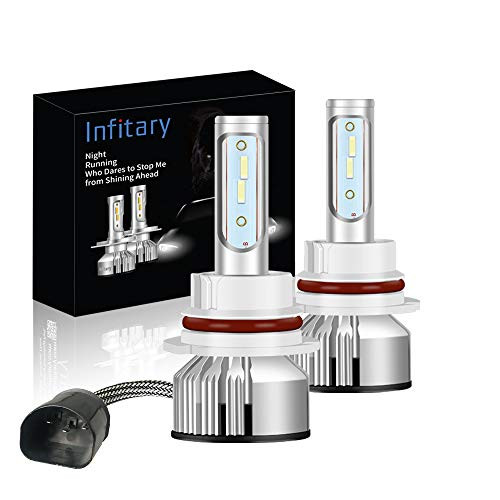 INFITARY 9007-HB5 LED Headlight Bulbs Conversion Kit Hi-Lo 10000LM 6500K Super Bright White High Low Dual Beam Plug Play Car Motorcycle Replacement Headlamp