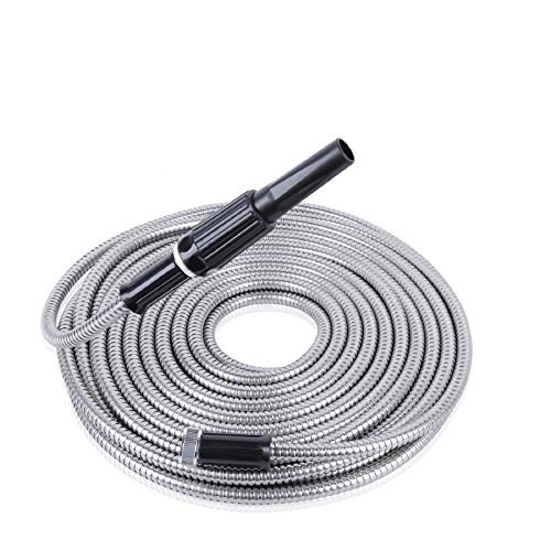 Garden Hose 50ft Metal Garden Hose 304 Stainless Steel Lightweight Kink-Free Flexible Water Hose