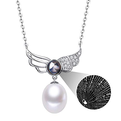 Fine Jewelry 925 Sterling Silver and Teardrop Pearl Pendant Necklace Anniversary Gifts for Women Wings of Angel Fine Jewelry 925 Sterling Silver and Teardrop Pearl Pendant Necklace Anniversary Gifts for Women Wings of Angel