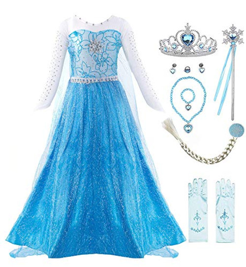 Padete Little Girl Princess Dress Snow Party Queen Halloween Costume 3 Years Blue LS with Accessories Padete Little Girl Princess Dress Snow Party Queen Halloween Costume 3 Years Blue LS with Accessories